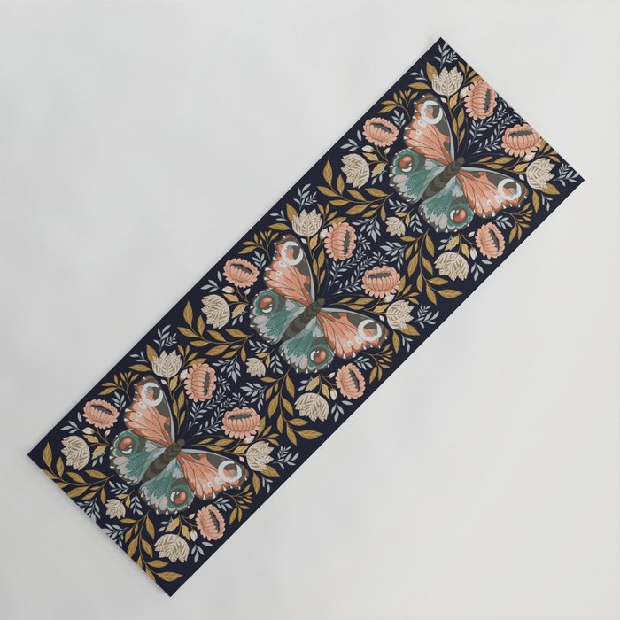William Morris Butterfly - Midnight Garden Yoga Mat Gallery Image 1