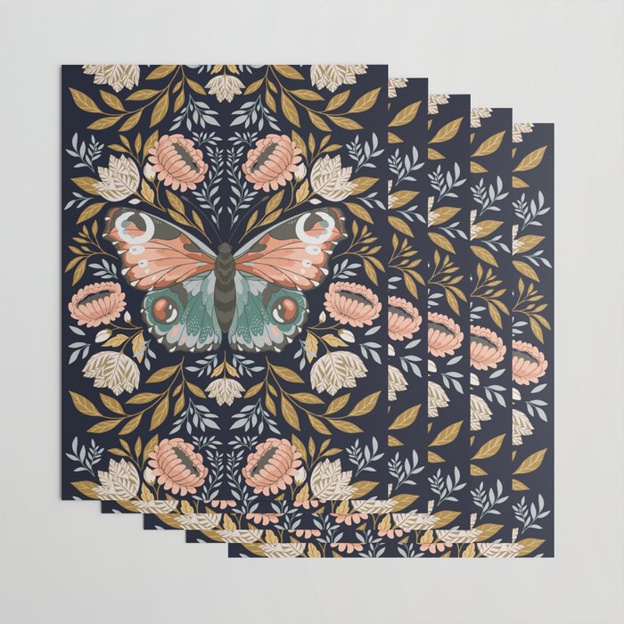 William Morris Butterfly - Midnight Garden Wrapping Paper Gallery Image 3