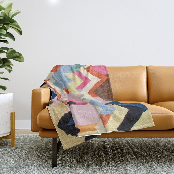 Colored Oriental  Berber Traditional Moroccan Artwork  Throw Blanket Gallery Image 1