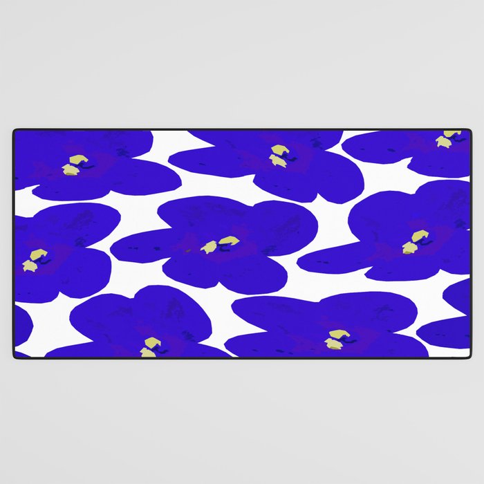 Blue Retro Flowers #decor #society6 #buyart Desk Mat Gallery Image 3