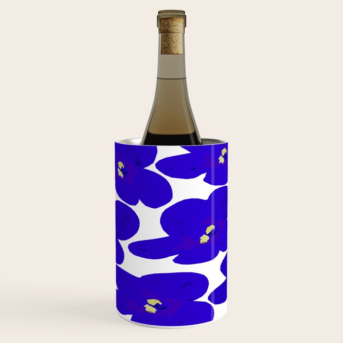 Blue Retro Flowers #decor #society6 #buyart Wine Chiller Gallery Image 3