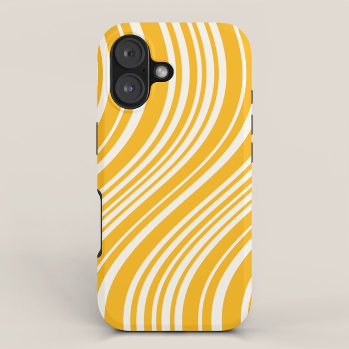 Wavy Stripes XLV - Golden Yellow iPhone Case Gallery Image 1