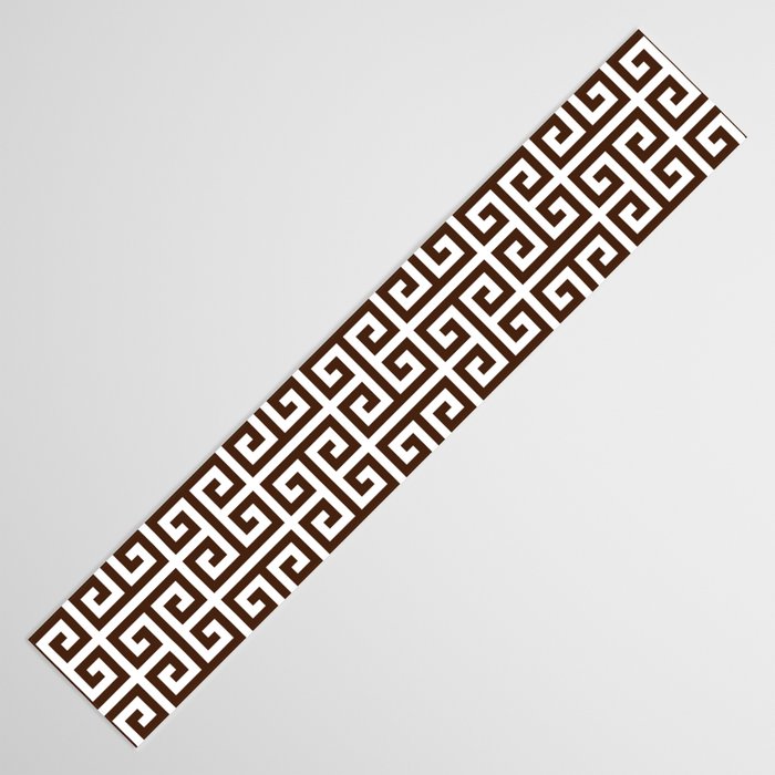 Dark Brown and White Greek Key Pattern Table Runner Gallery Image 3
