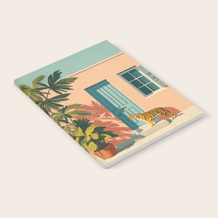 Tiger at Tropical Doorway Notebook Gallery Image 1