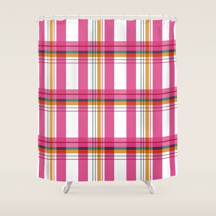 Cheerful Checkered Pattern Shower Curtain Gallery Image 1
