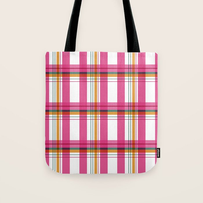 Cheerful Checkered Pattern Tote Bag Gallery Image 1