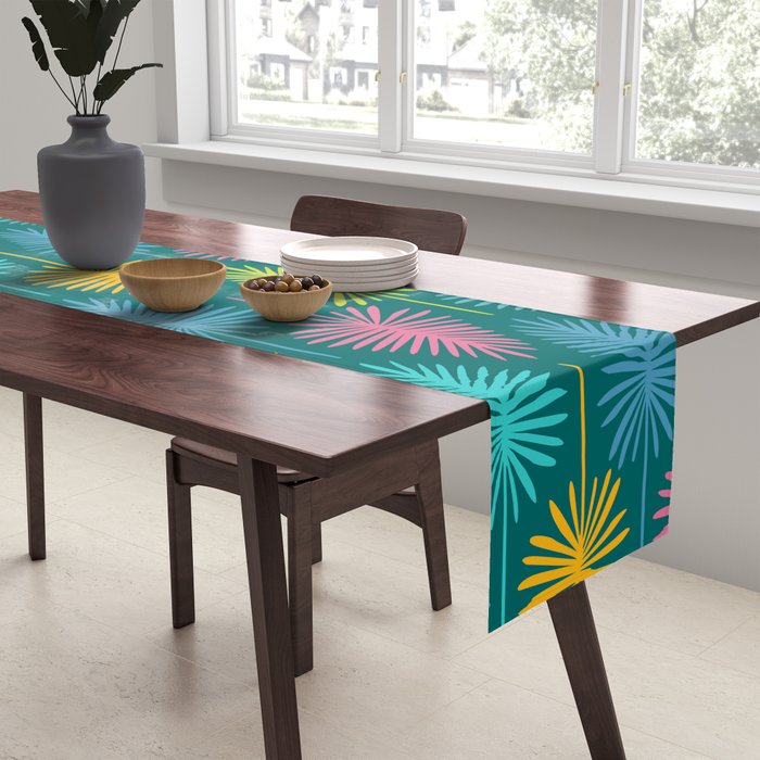 Bright Tropical Botanical Pattern Table Runner Gallery Image 2