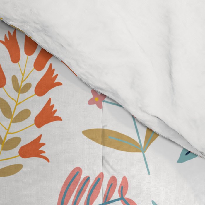 Botanical Harmony | Floral Vintage Plants Colorful Leaves | Autumn Spring Nature Bohemian Chic Comforter Gallery Image 4