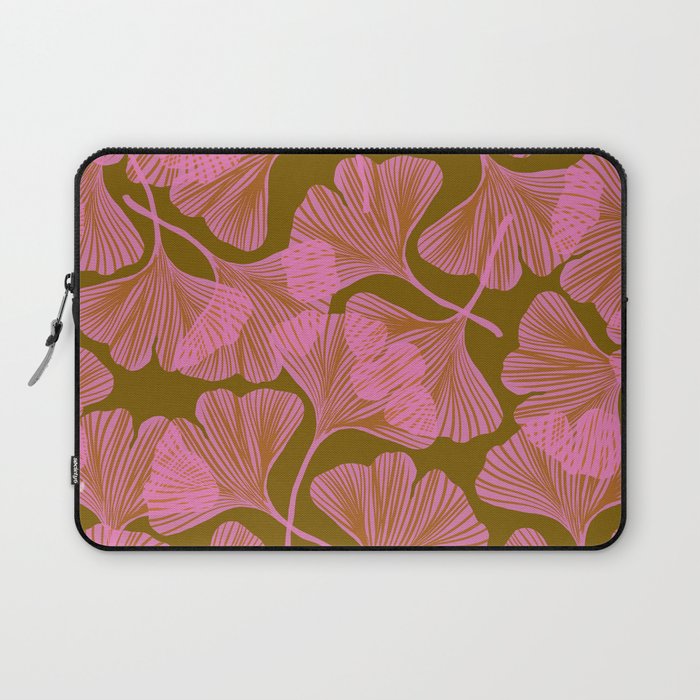 Pink Ginkgo Leaf Pattern Laptop Sleeve Gallery Image 1