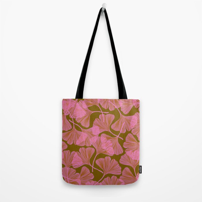 Pink Ginkgo Leaf Pattern Tote Bag Gallery Image 2