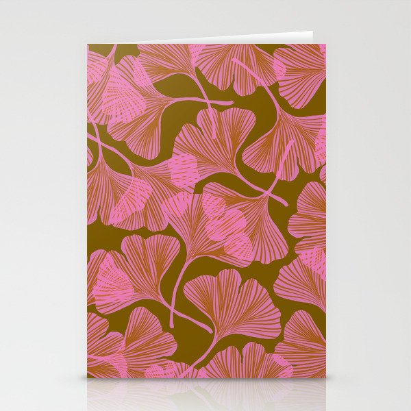 Pink Ginkgo Leaf Pattern Stationery Card Gallery Image 2
