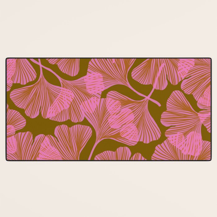 Pink Ginkgo Leaf Pattern Desk Mat Gallery Image 3