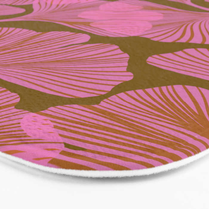 Pink Ginkgo Leaf Pattern Bath Mat Gallery Image 3