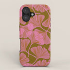 Pink Ginkgo Leaf Pattern iPhone Case Gallery Image 1