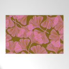 Pink Ginkgo Leaf Pattern Welcome Mat Gallery Image 1