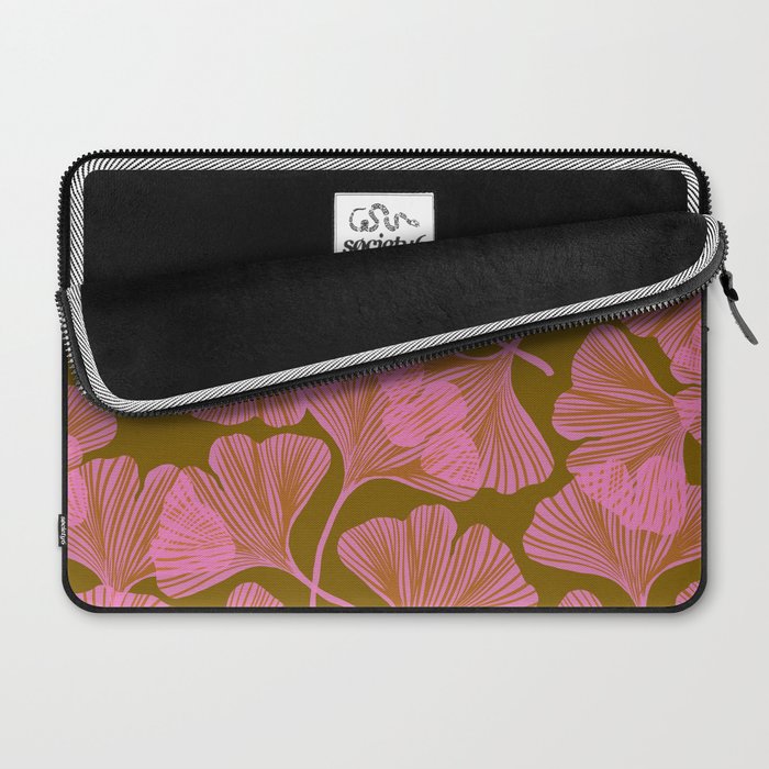 Pink Ginkgo Leaf Pattern Laptop Sleeve Gallery Image 2