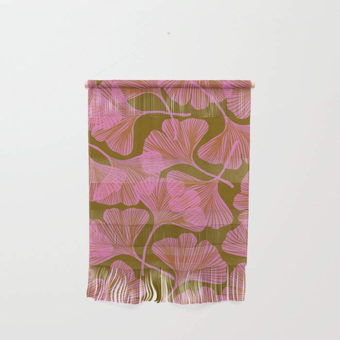 Pink Ginkgo Leaf Pattern Wall Hanging Gallery Image 1
