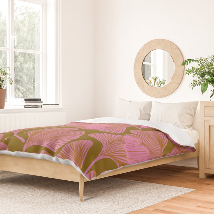 Pink Ginkgo Leaf Pattern Duvet Cover Gallery Image 2