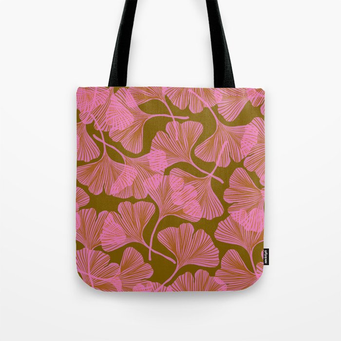 Pink Ginkgo Leaf Pattern Tote Bag Gallery Image 1
