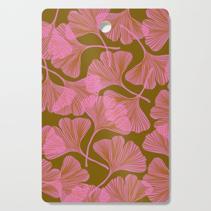 Pink Ginkgo Leaf Pattern Cutting Board Gallery Image 1