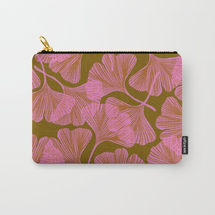 Pink Ginkgo Leaf Pattern Carry All Pouch Gallery Image 1