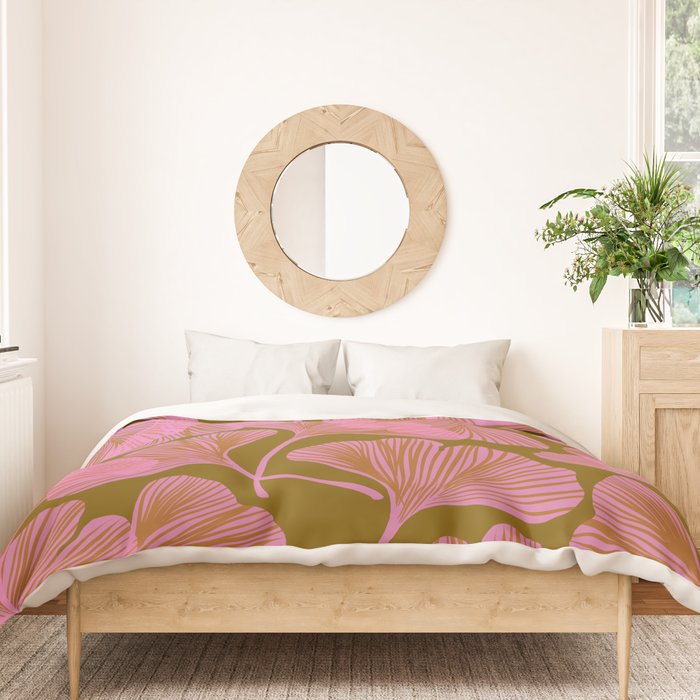 Pink Ginkgo Leaf Pattern Duvet Cover Gallery Image 3