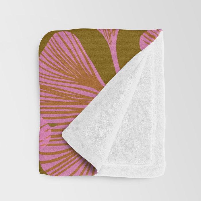 Pink Ginkgo Leaf Pattern Throw Blanket Gallery Image 3