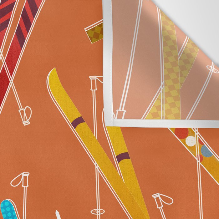 Retro Ski Pattern Illustration Wall Tapestry Gallery Image 3