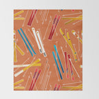 Retro Ski Pattern Illustration Throw Blanket Gallery Image 2