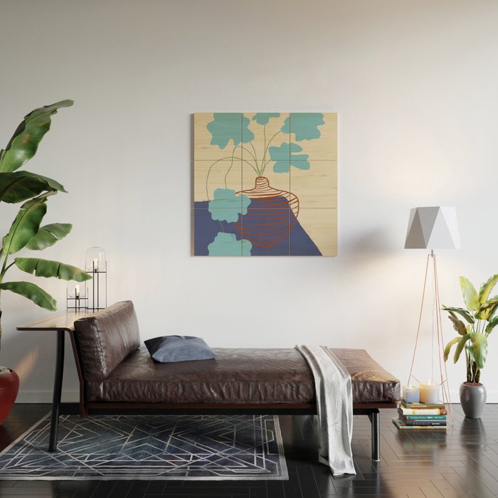Blue Blooming Wood Wall Art Gallery Image 2