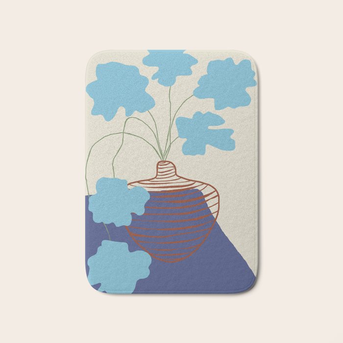 Blue Blooming Bath Mat Gallery Image 1