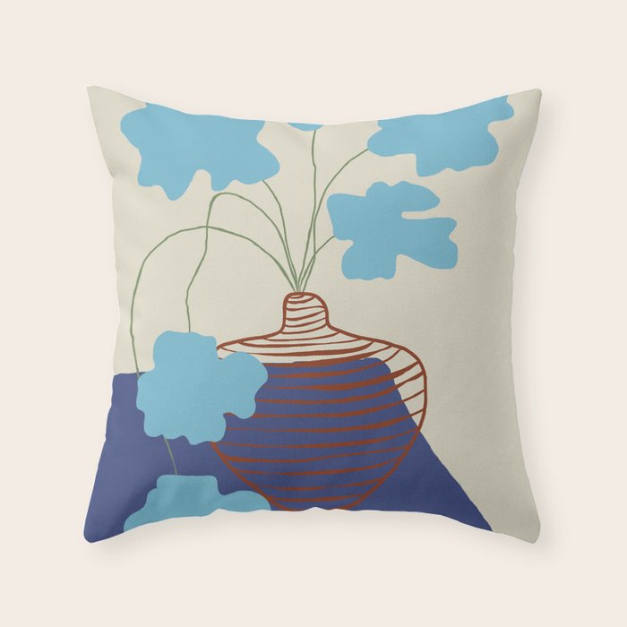 Blue Blooming Throw Pillow Gallery Image 6