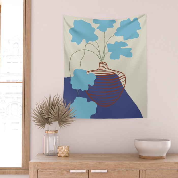 Blue Blooming Wall Tapestry Gallery Image 2