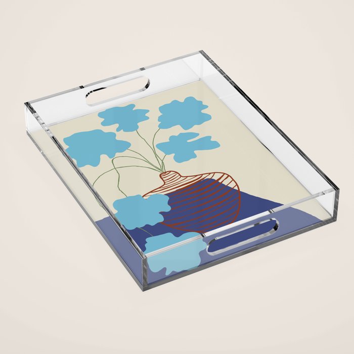 Blue Blooming Acrylic Tray Gallery Image 1