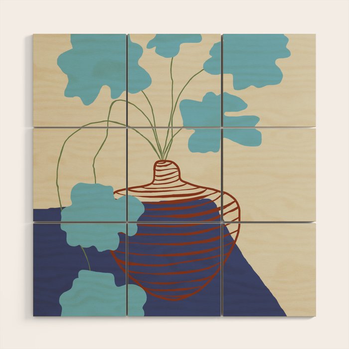 Blue Blooming Wood Wall Art Gallery Image 1