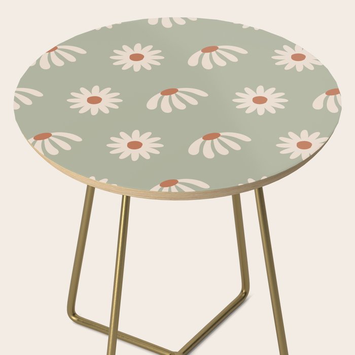 Sage green daisy pattern Side Table Gallery Image 2