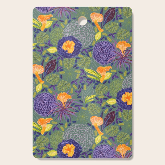 Forest Full of Wild Mushrooms in Sage & Plum Cutting Board Gallery Image 1