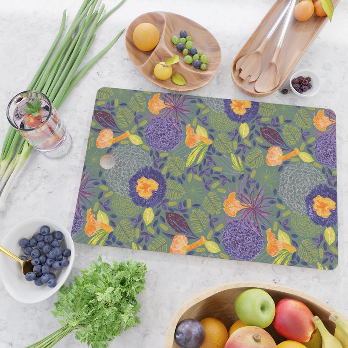 Forest Full of Wild Mushrooms in Sage & Plum Cutting Board Gallery Image 2