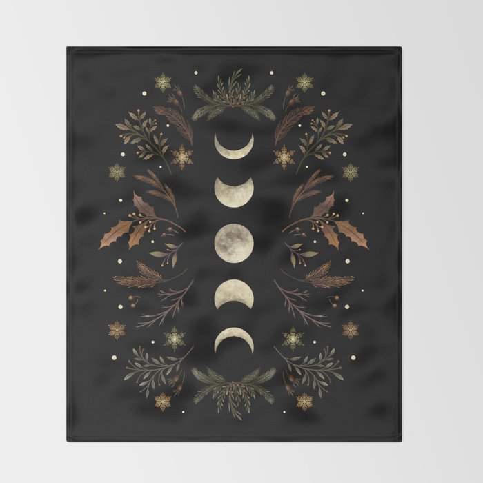 Moonlight Garden - Winter Brown Throw Blanket Gallery Image 2