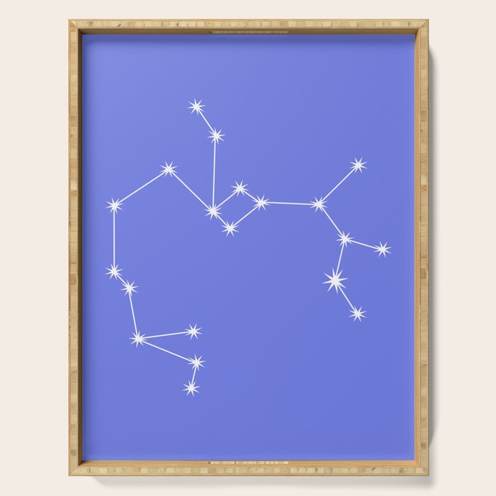 Sagittarius Zodiac Star Constellation Line Art Periwinkle Purple Serving Tray Gallery Image 1