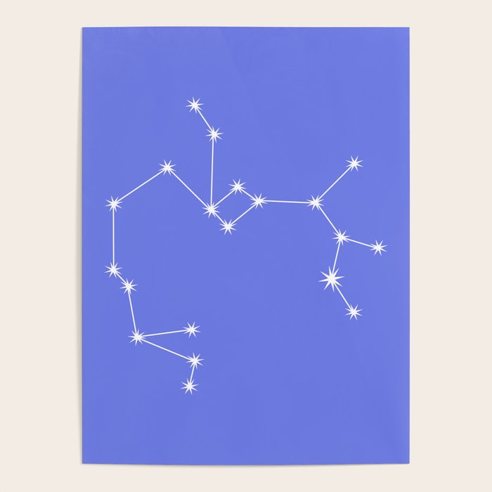 Sagittarius Zodiac Star Constellation Line Art Periwinkle Purple Poster Gallery Image 4