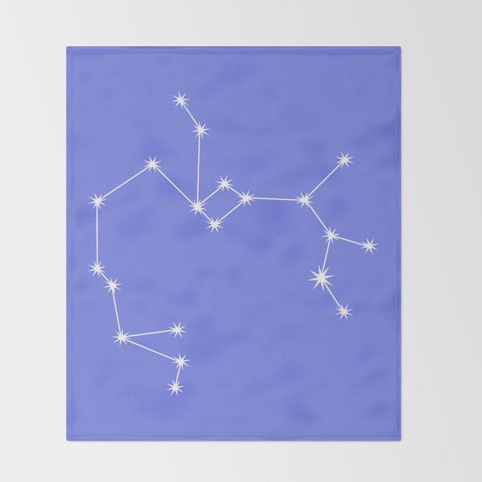 Sagittarius Zodiac Star Constellation Line Art Periwinkle Purple Throw Blanket Gallery Image 2