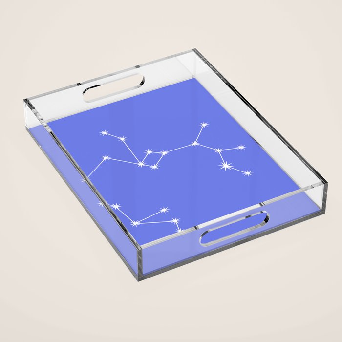 Sagittarius Zodiac Star Constellation Line Art Periwinkle Purple Acrylic Tray Gallery Image 1