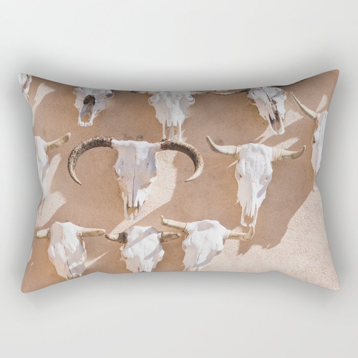 Cow Skulls Adobe - West Texas Photography Rectangular Pillow Gallery Image 1