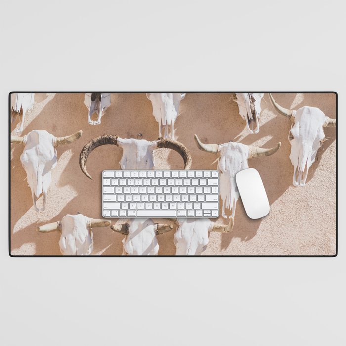 Cow Skulls Adobe - West Texas Photography Desk Mat Gallery Image 1