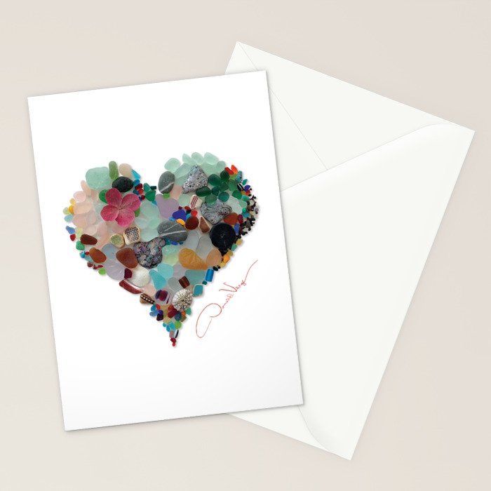 Love -  Sea Glass Heart A Unique Birthday & Fatherâs Day Gift Stationery Card Gallery Image 2