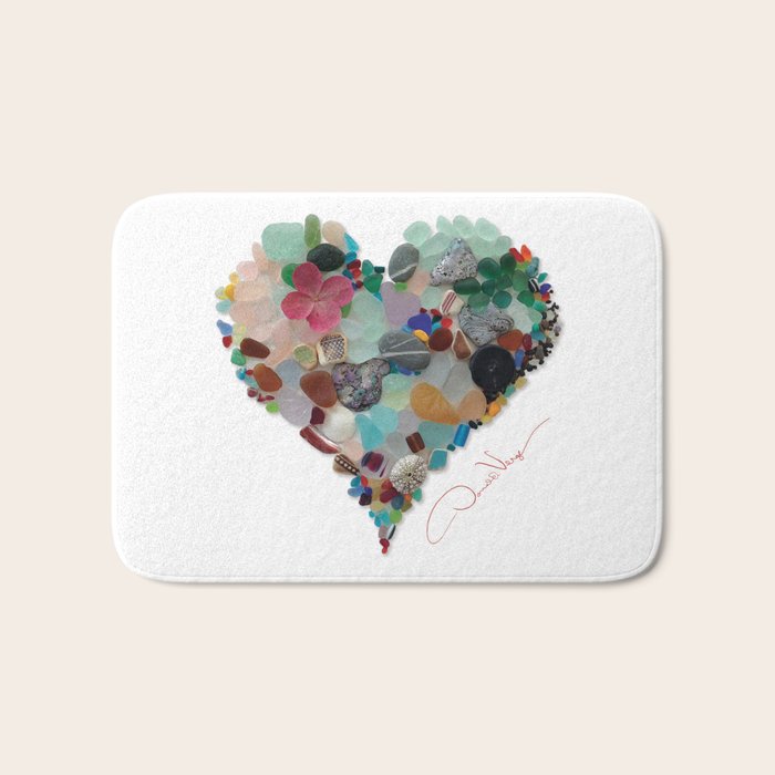 Love -  Sea Glass Heart A Unique Birthday & Fatherâs Day Gift Bath Mat Gallery Image 1