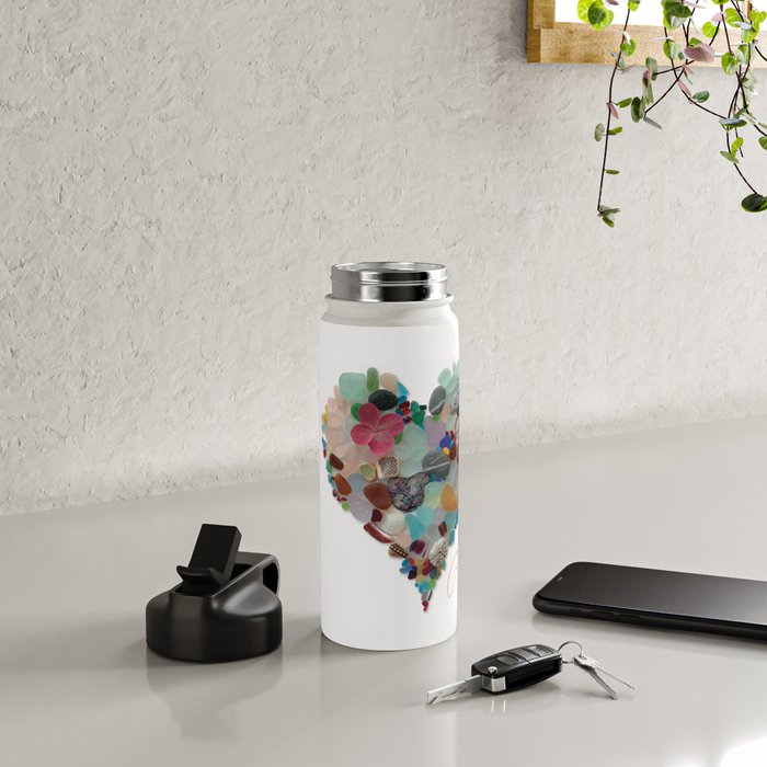 Love -  Sea Glass Heart A Unique Birthday & Fatherâs Day Gift Water Bottle Gallery Image 5