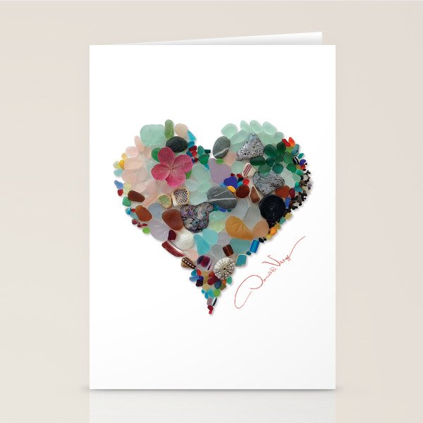Love -  Sea Glass Heart A Unique Birthday & Fatherâs Day Gift Stationery Card