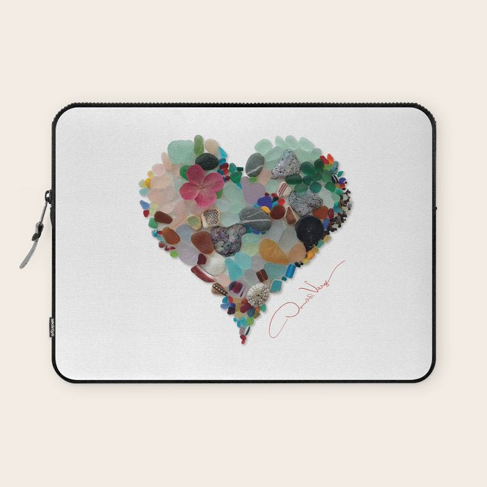 Love -  Sea Glass Heart A Unique Birthday & Fatherâs Day Gift Laptop Sleeve Gallery Image 1
